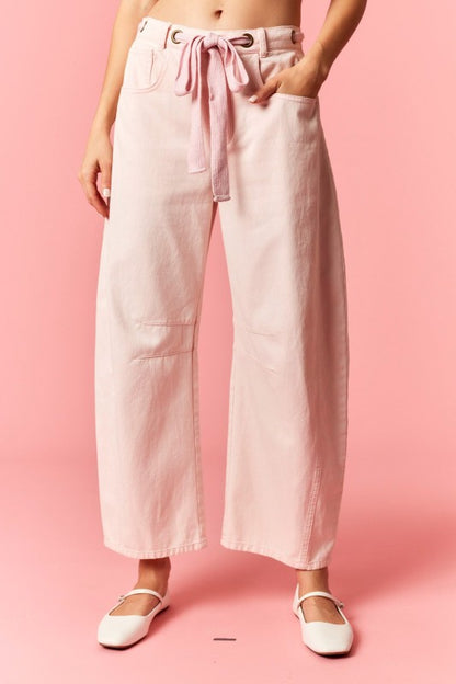 Mineral Washed Barrel Jean