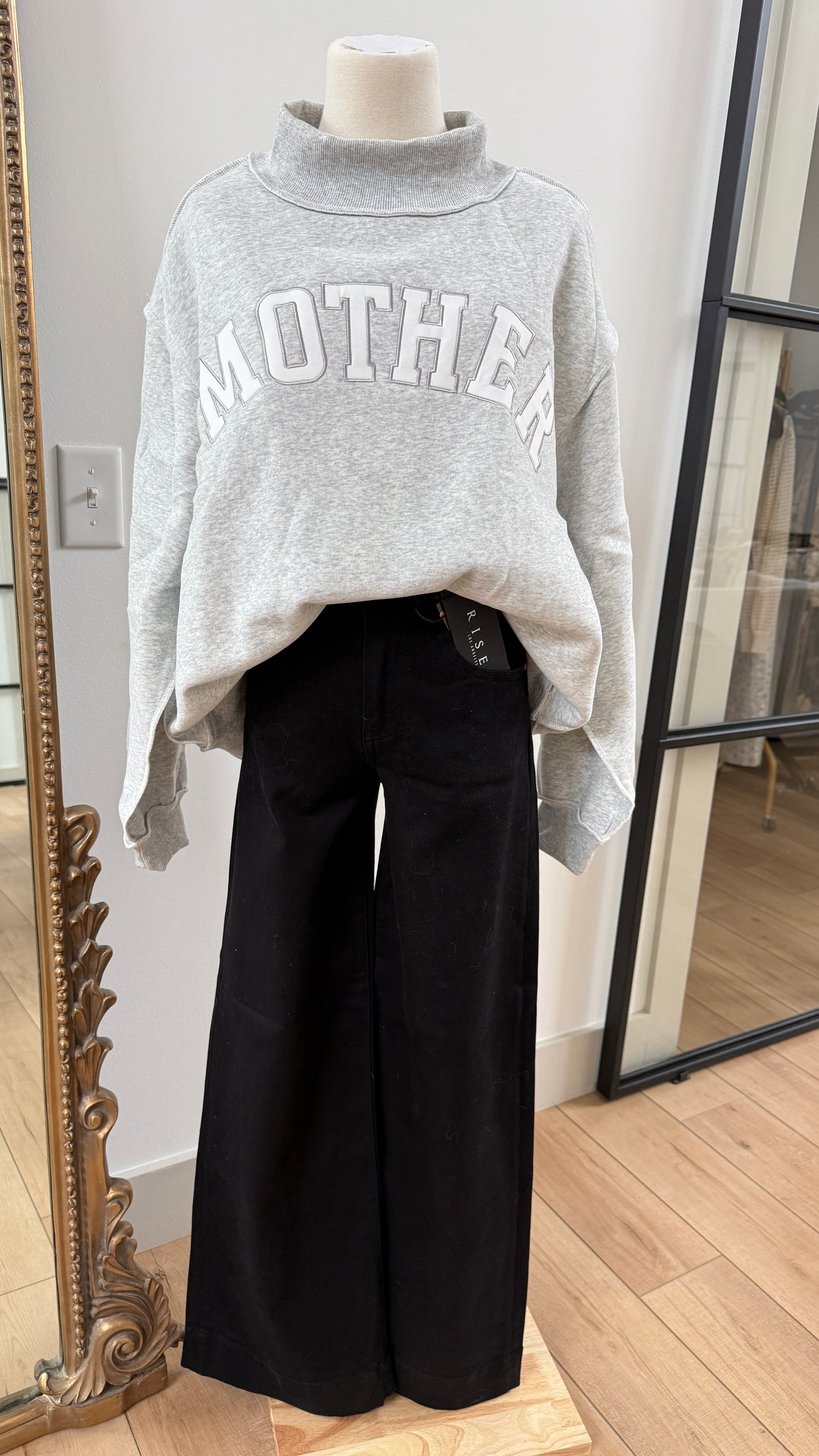 Grey “MOTHER” Mockneck