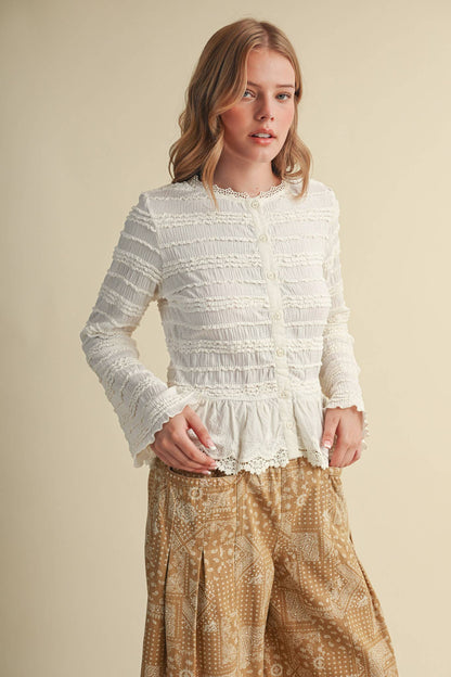 Shirred Lace Top
