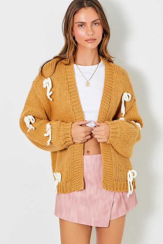 Bow Chunky Cardigan-BR