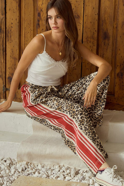 Red Stripe Leopard Pants