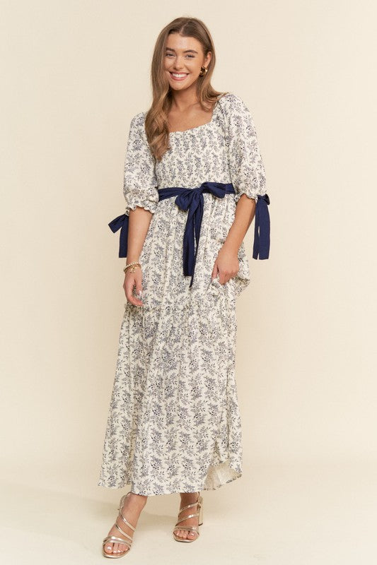 Floral Print Smocked Maxi