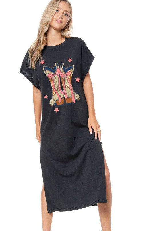 Cowboy Boots Bow Dress -B