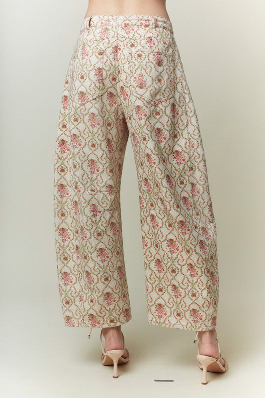 Floral Barrel Jeans