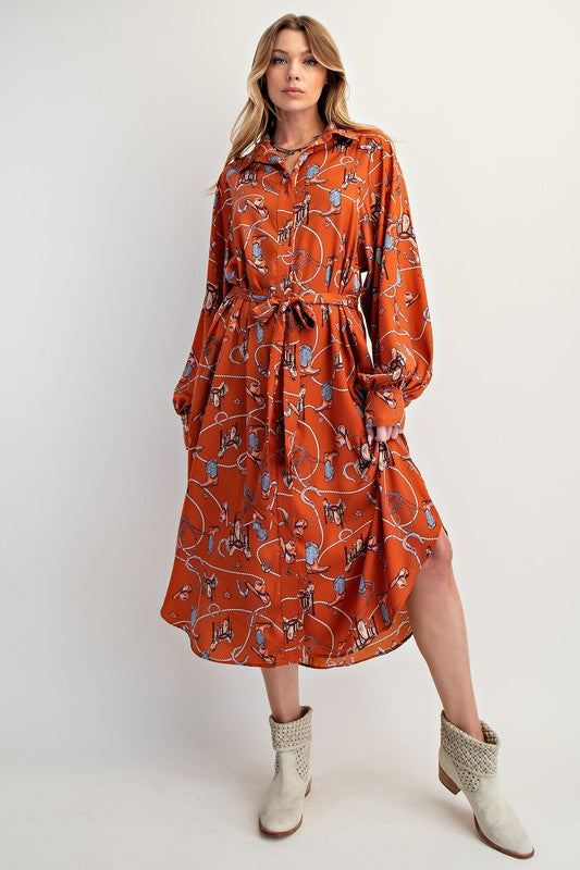 Western Satin Shirtdress