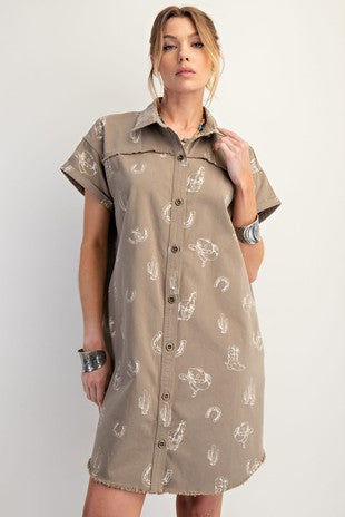 Western Shirt Dress-FO