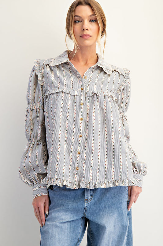 Floral Striped Buttondown