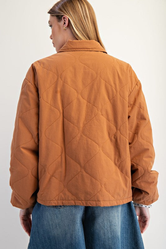 Quilted Bow Coat-Camel