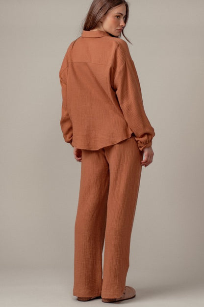 Textured Gauze Set-Black