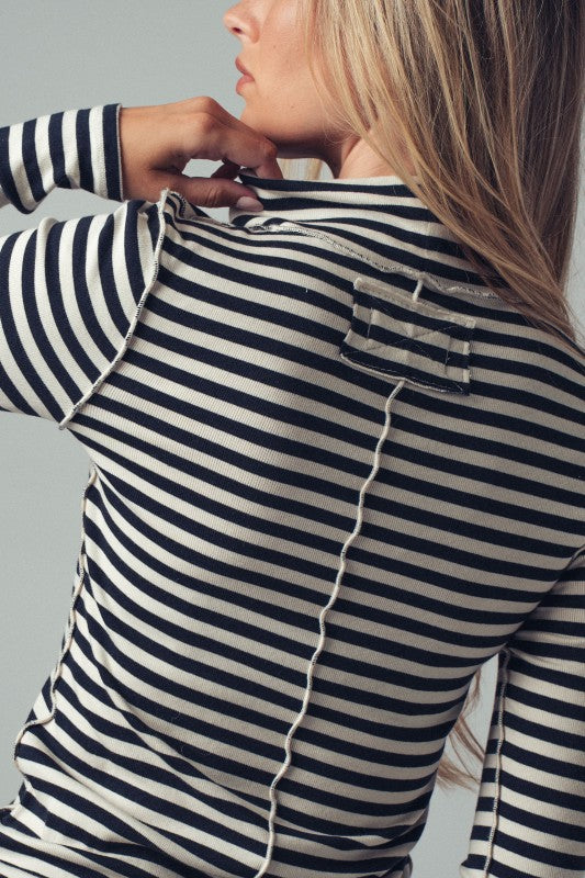 Stripe Mockneck-Black
