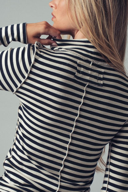 Stripe Mockneck-Black