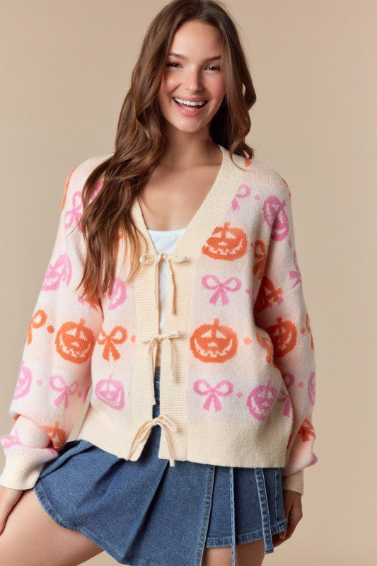 Front Tie Halloween Cardi