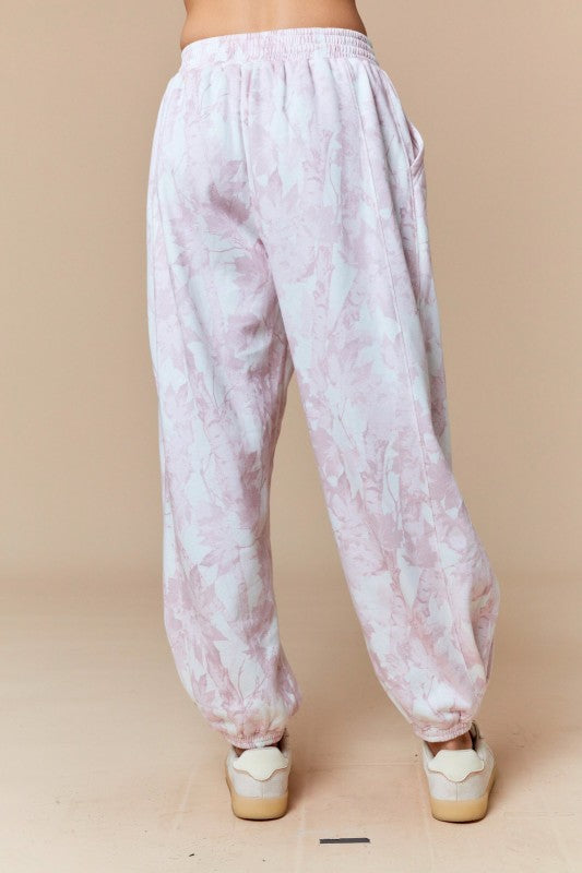 Faded Pink Leaf Sweatpants