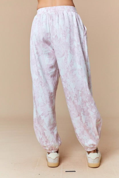 Faded Pink Leaf Sweatpants