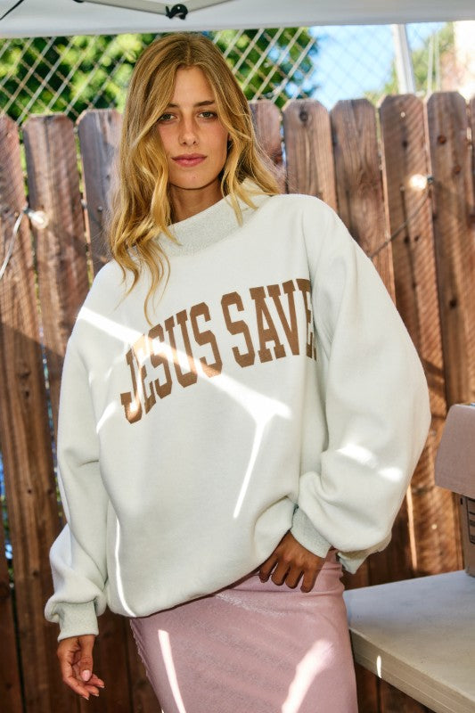 Reversible "JESUS SAVES" Mockneck
