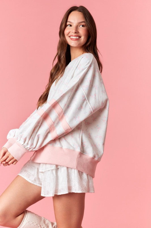 Stripe Floral Fleece