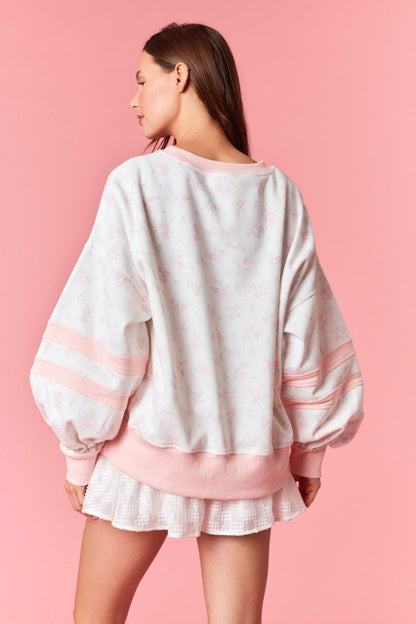 Stripe Floral Fleece