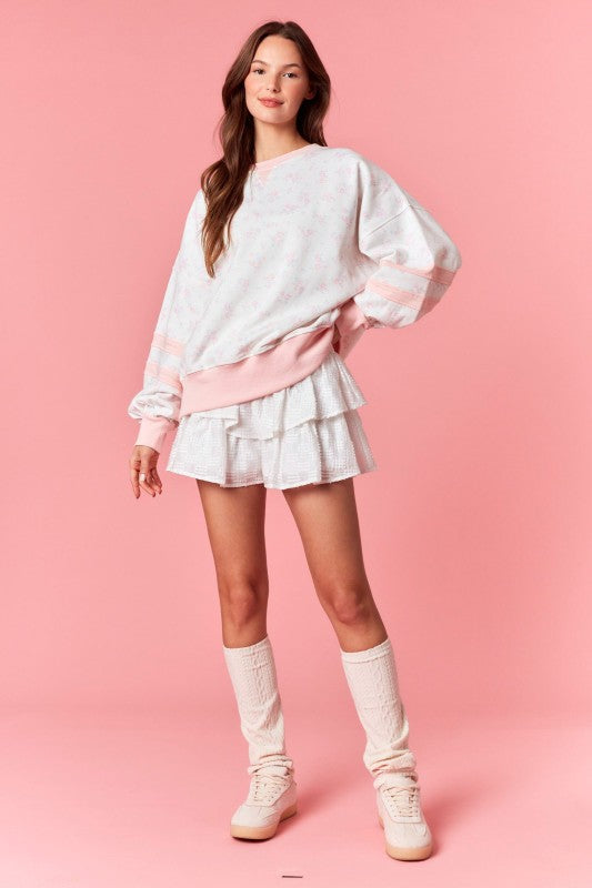 Stripe Floral Fleece