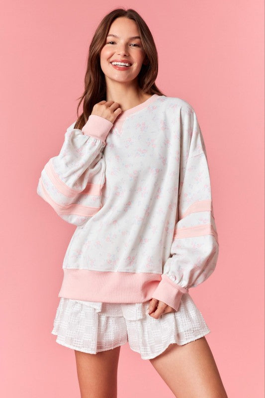 Stripe Floral Fleece