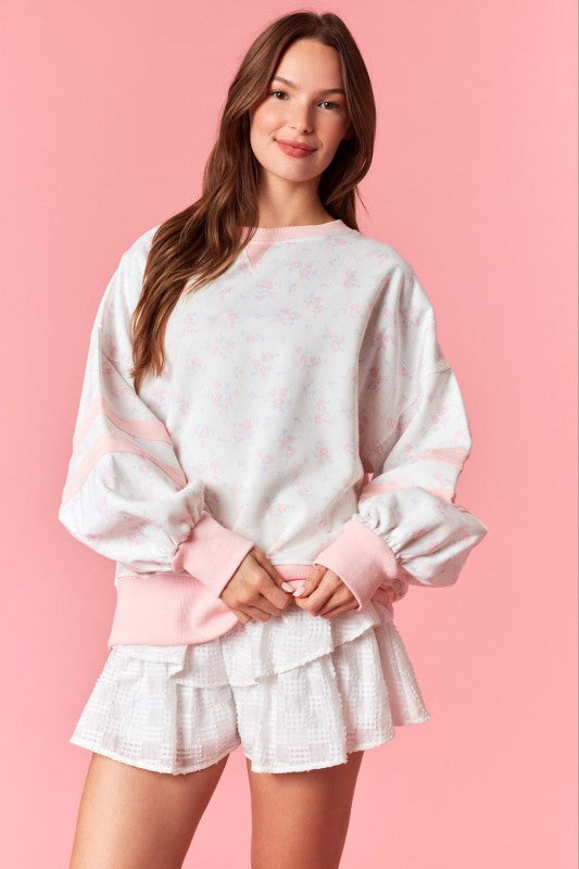 Stripe Floral Fleece