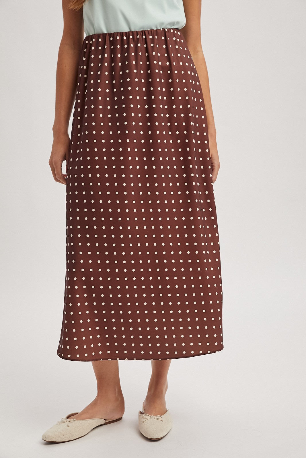 Polka Dot Satin Skirt