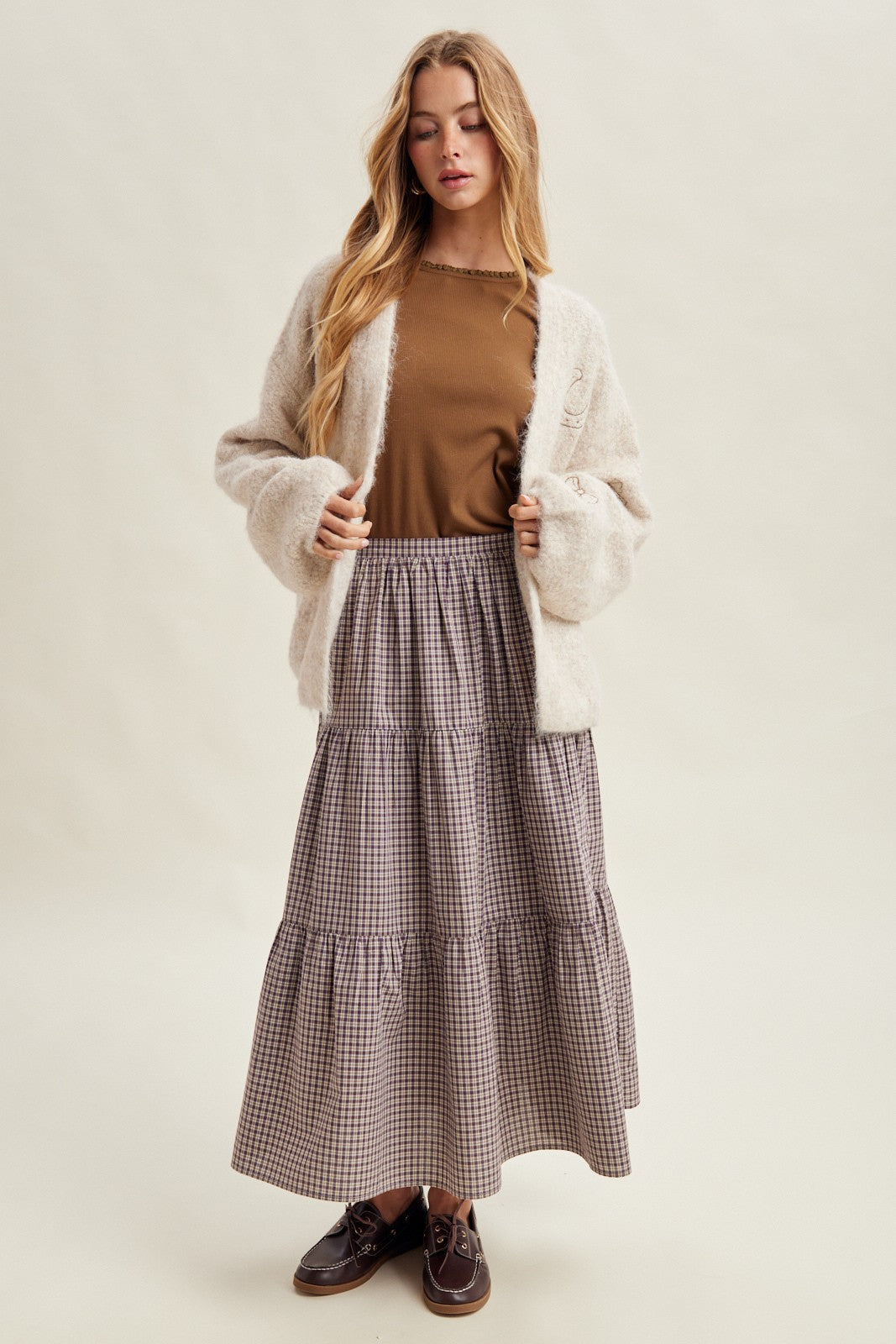 Plaid Tiered Maxi