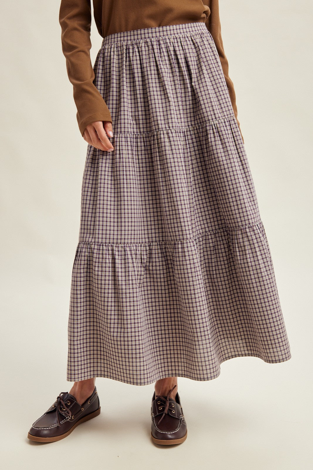 Plaid Tiered Maxi