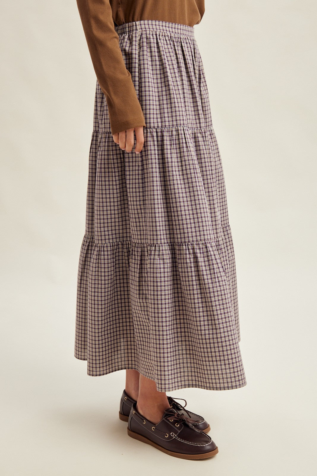 Plaid Tiered Maxi