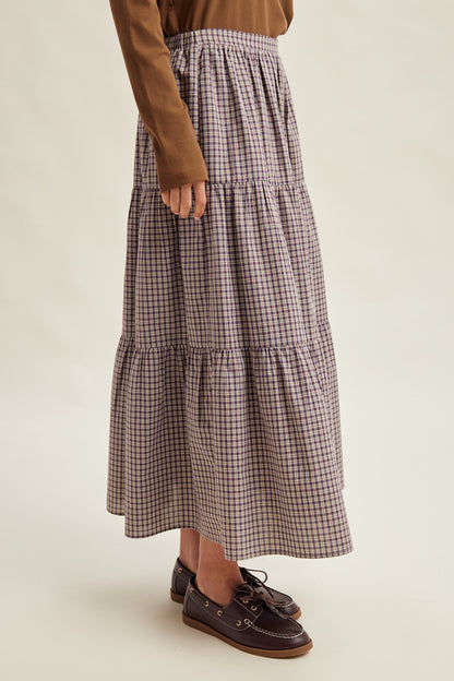 Plaid Tiered Maxi