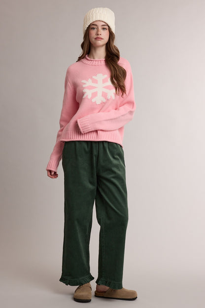 Corduroy Ruffle Hem Pants