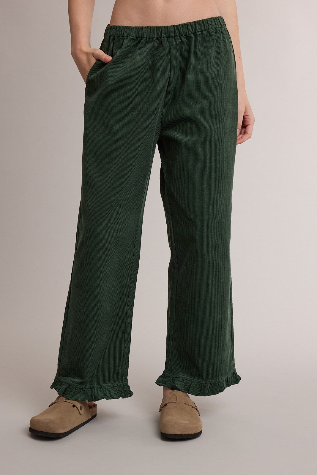 Corduroy Ruffle Hem Pants