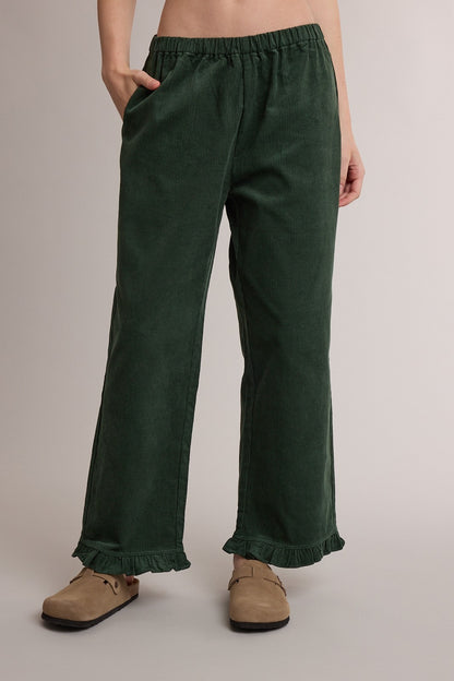 Corduroy Ruffle Hem Pants