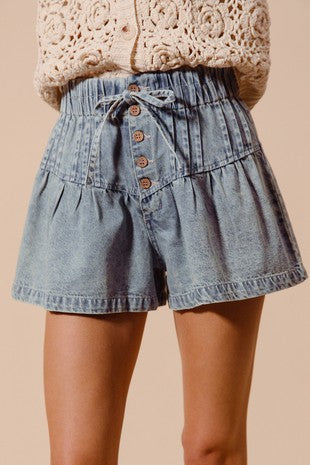 Bow Flared Leg Shorts
