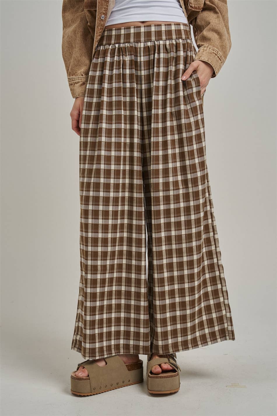 Western Checkered Wide Leg