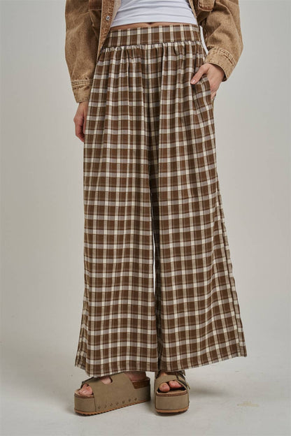 Western Checkered Wide Leg