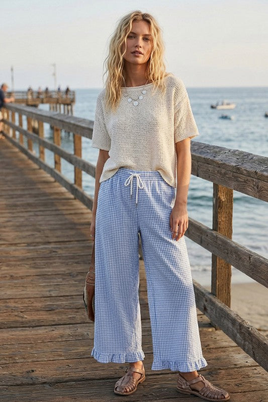 Gingham Ruffle Pants
