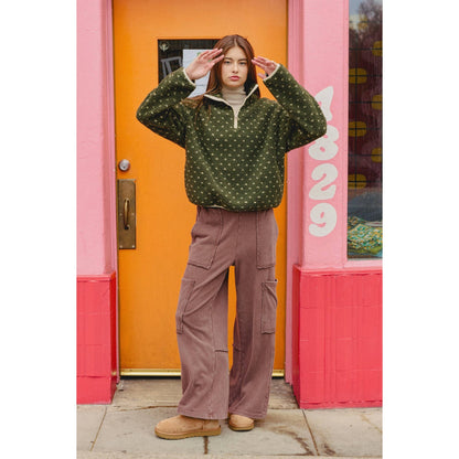 Polka Dot Sherpa Half-Zip