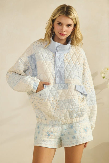 FLORAL QUILTED HALF BUTTON