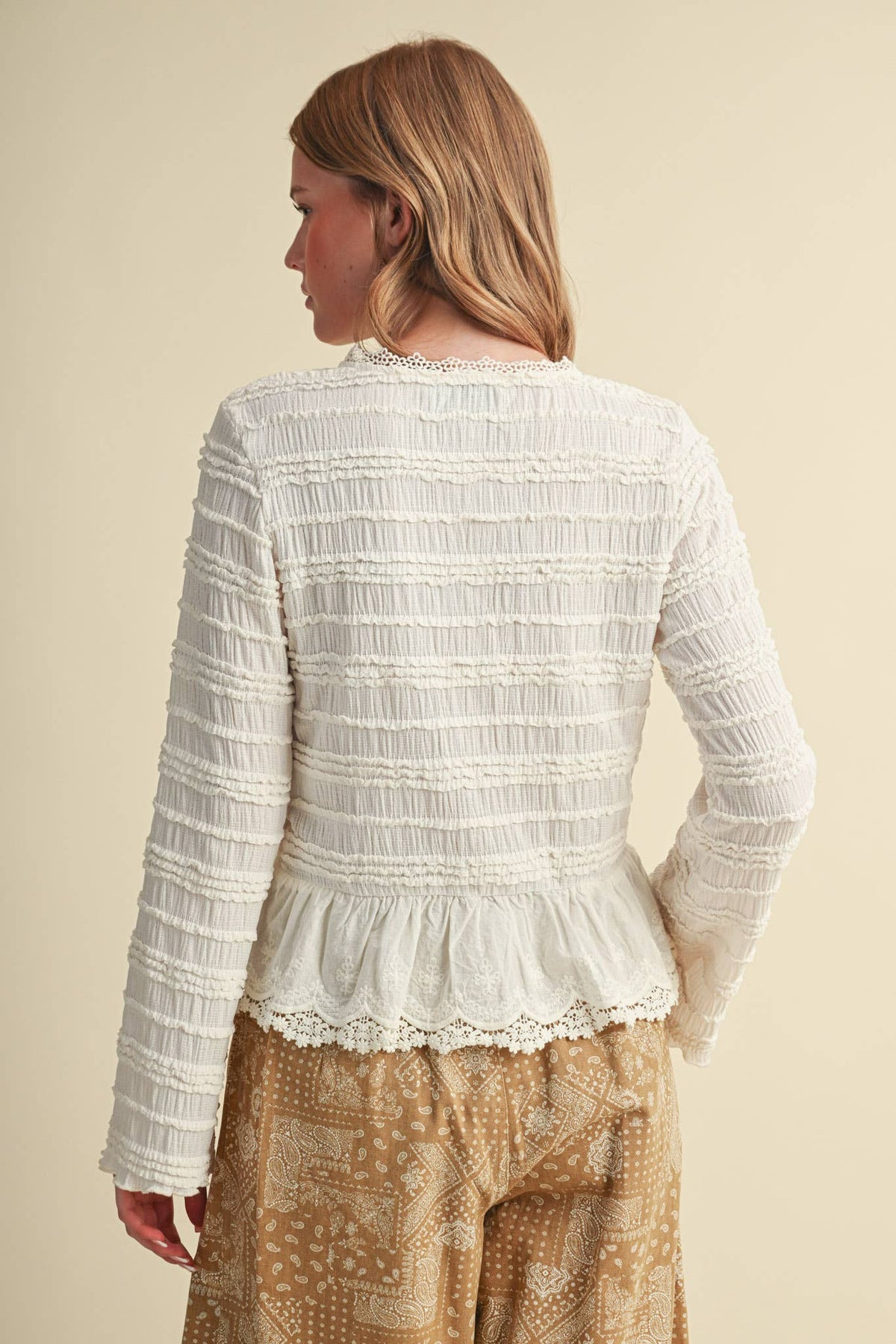 Shirred Lace Top