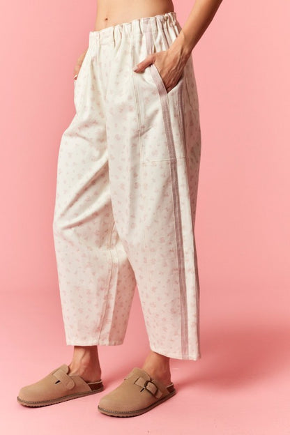 Ditsy Flower Barrel Jean