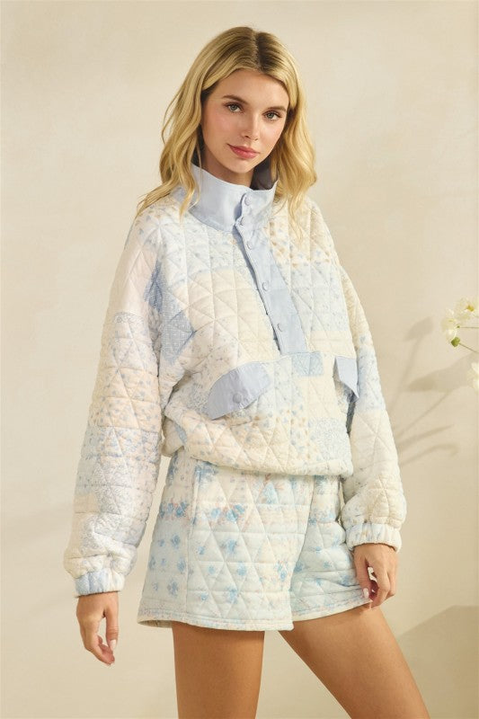 FLORAL QUILTED HALF BUTTON