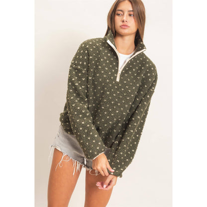 Polka Dot Sherpa Half-Zip