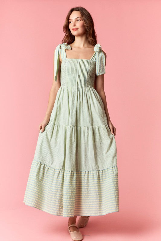 Striped Oxford Pintuck Maxi
