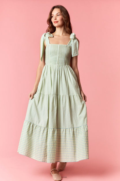 Striped Oxford Pintuck Maxi