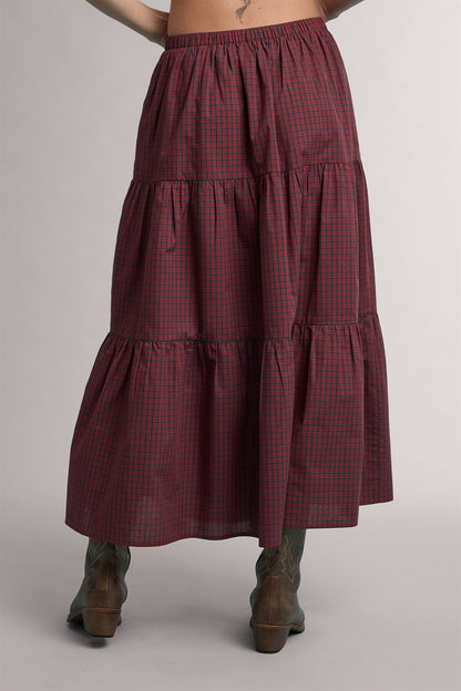 Plaid Tiered Maxi