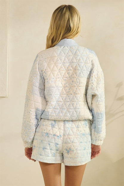 FLORAL QUILTED HALF BUTTON