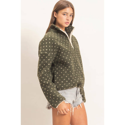 Polka Dot Sherpa Half-Zip