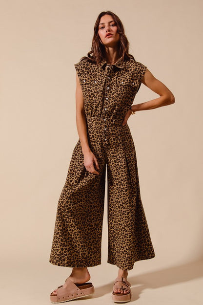 Leopard Twill Jumpsuit