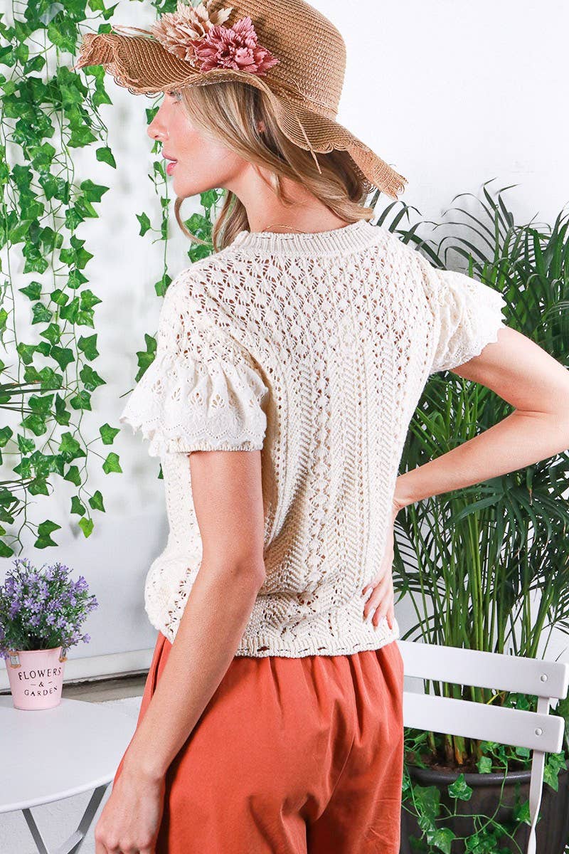 Ruffle Eyelet Sweater