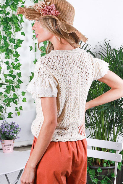 Ruffle Eyelet Sweater